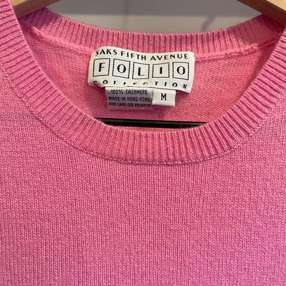 Vintage Saks Fifth Avenue SZ M Bubble Gum Pink 100% Cashmere T Shirt Sweater! - Picture 4 of 12